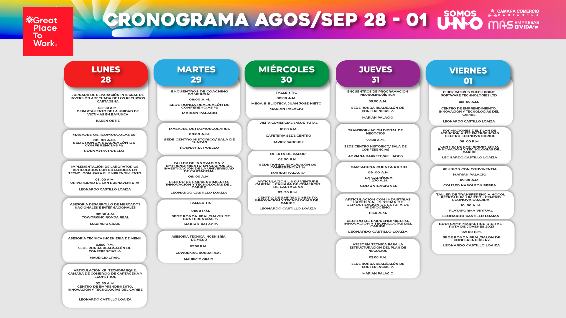 Cronograma septiembre 2023